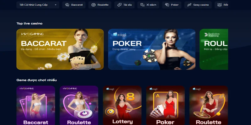 BK8 cung cấp list game Casino hot luôn được yêu thích